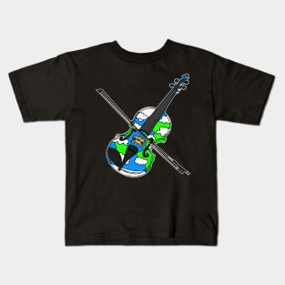 Earth Day Violin Violinist Musician Kids T-Shirt